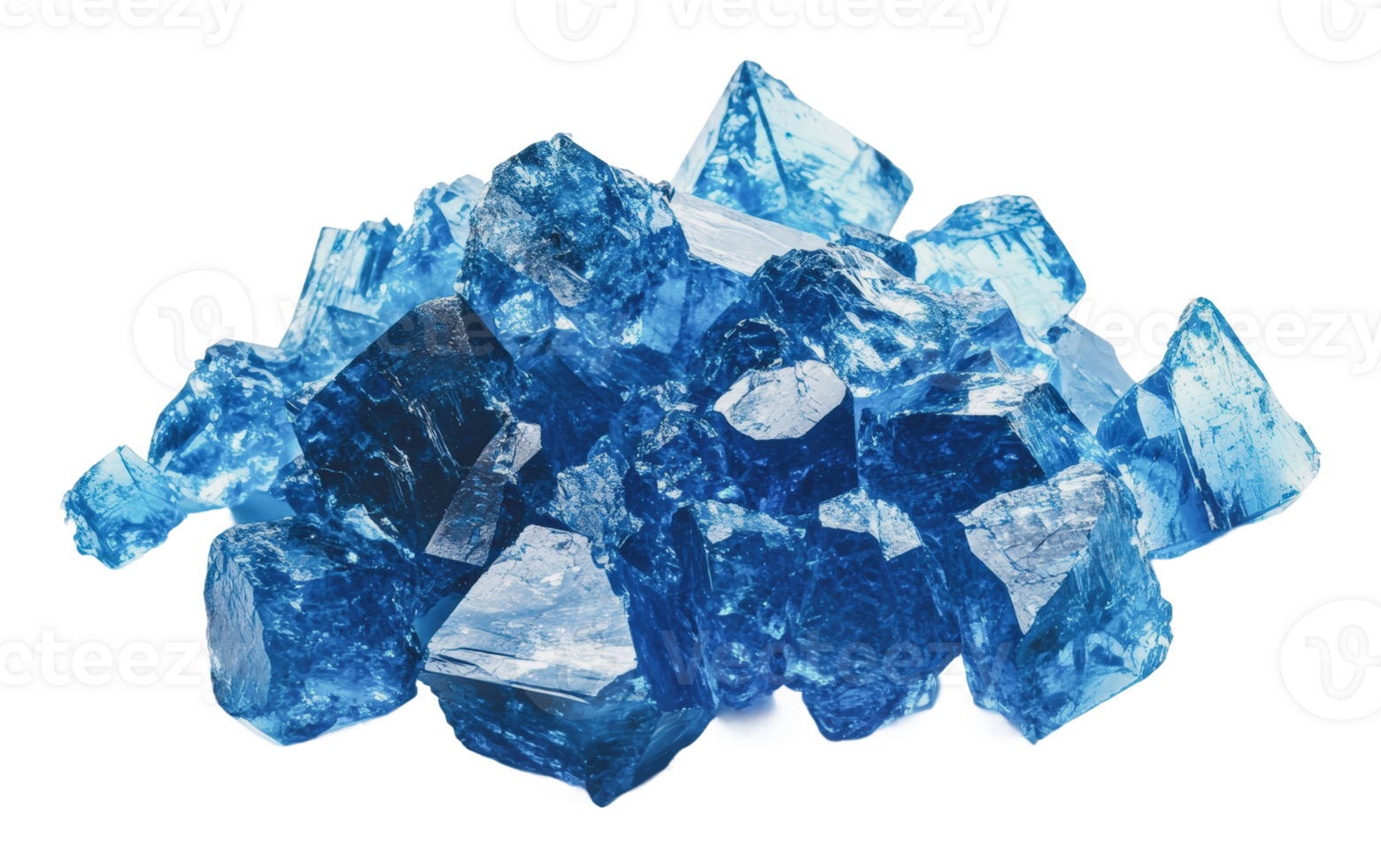 Beautiful cluster of blue crystalline minerals png