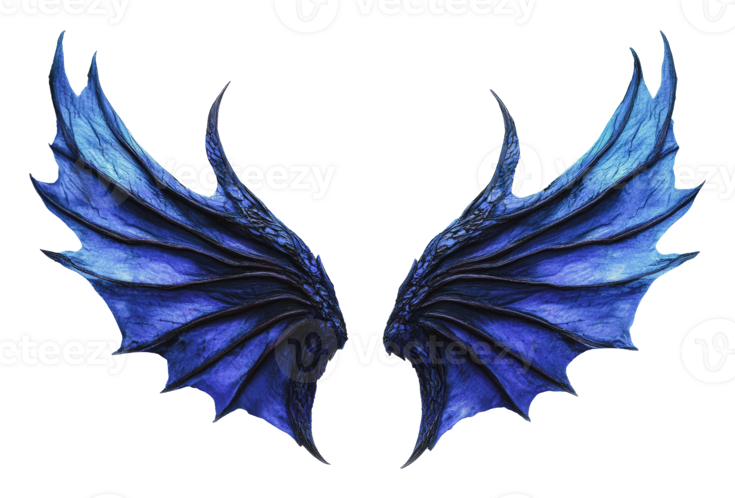 Intricate blue dragon wings displayed in detail png