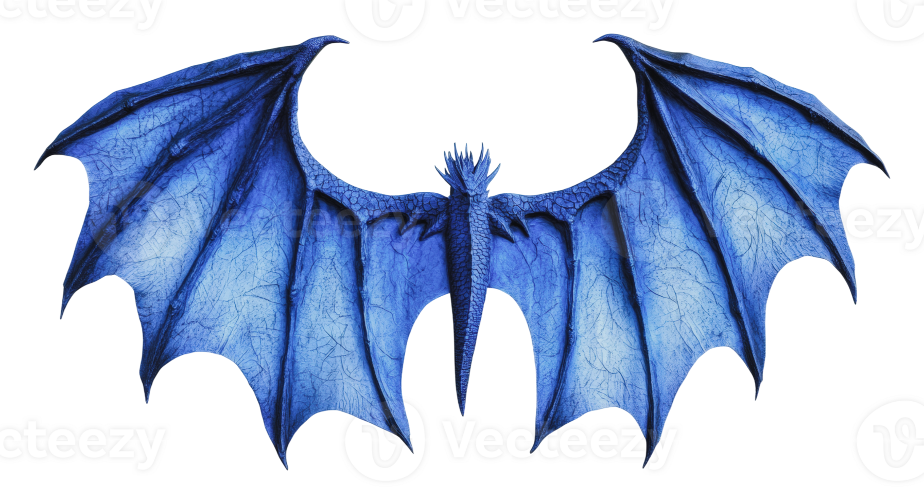 Blue dragon wings displayed in intricate detail png