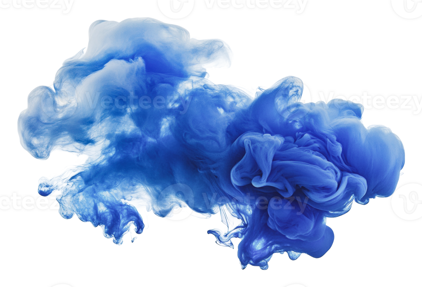 Vivid blue ink cloud swirling in water png
