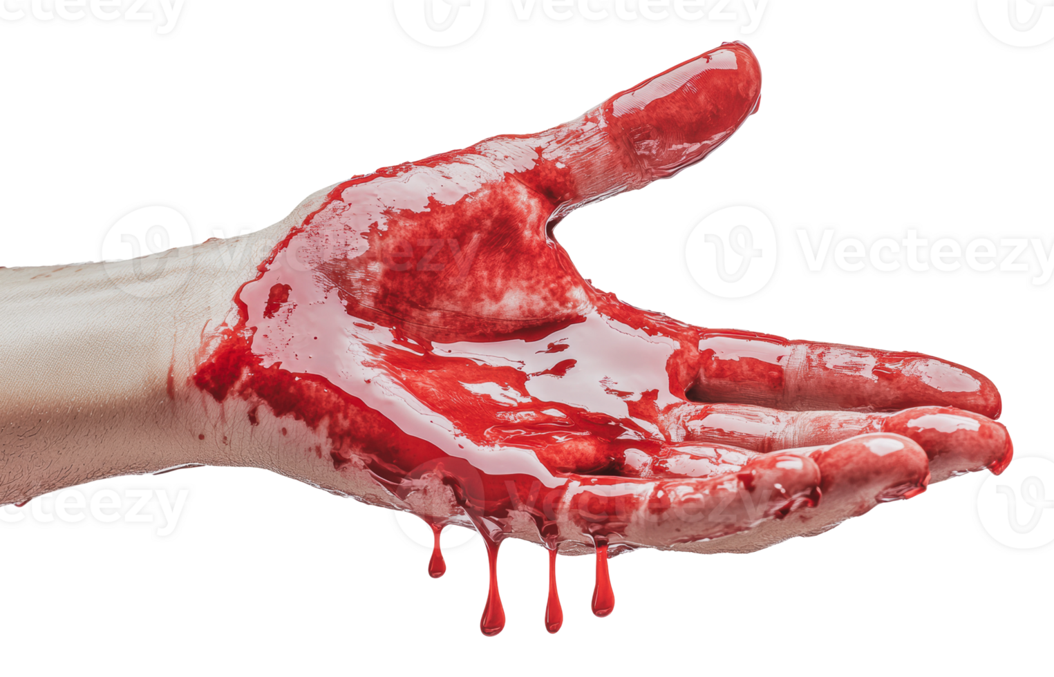 Hand covered in red substance in artistic display png