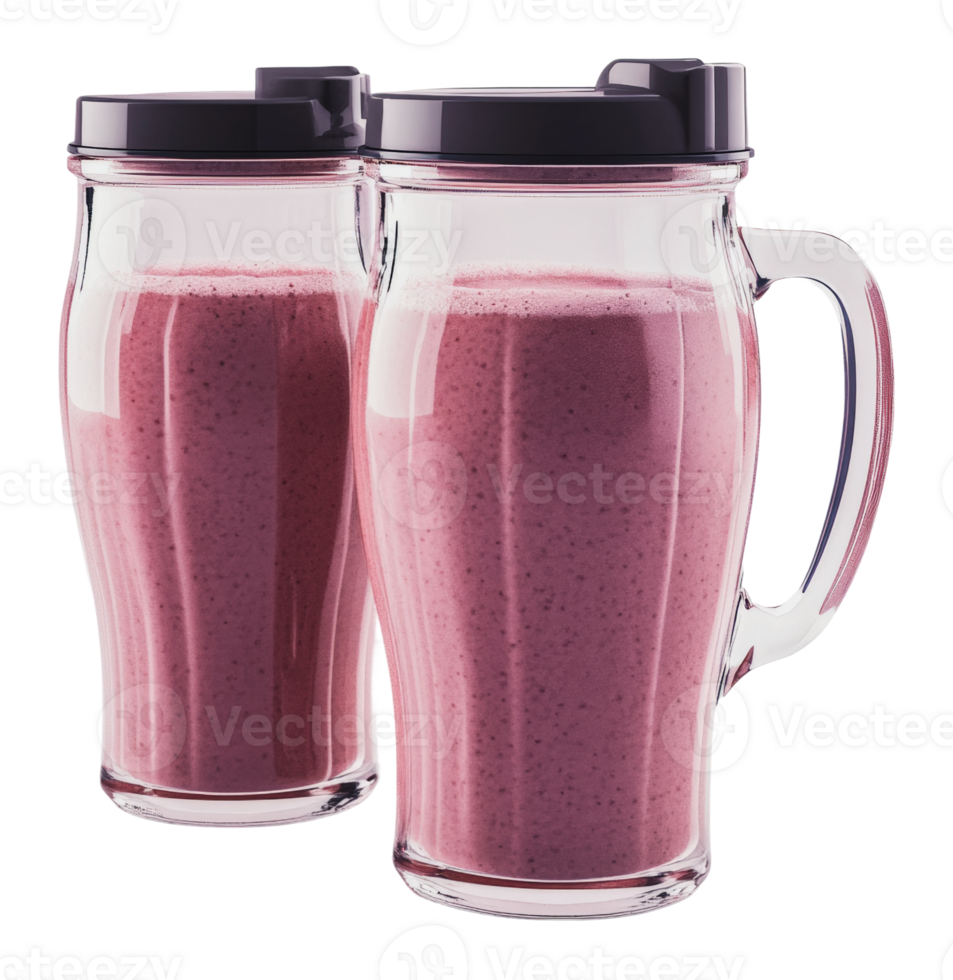 Refreshing berry smoothies in glass mugs png