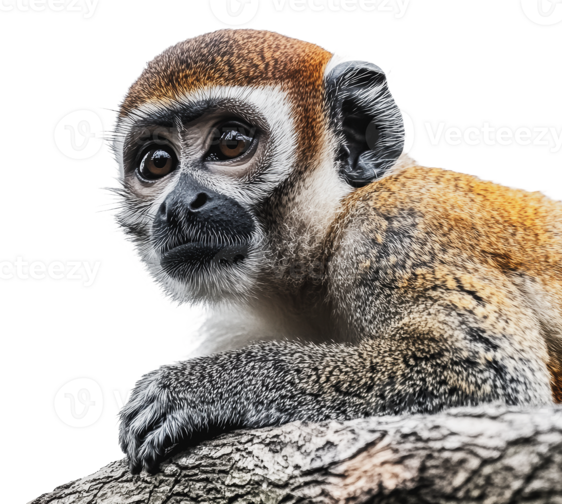 Adorable monkey on a tree branch png
