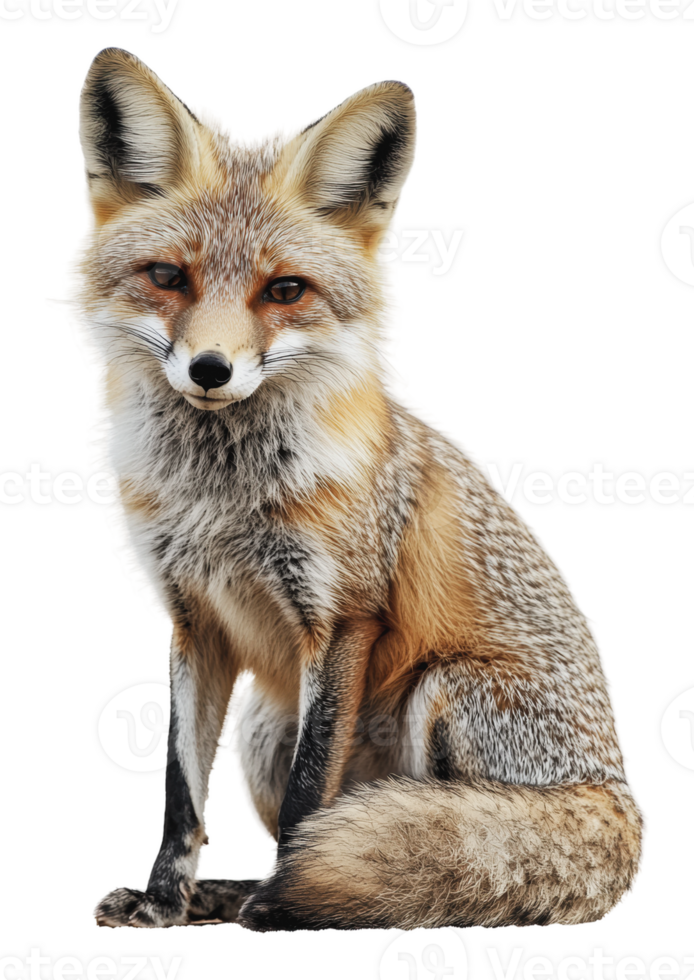 Red fox sitting gracefully with a watchful gaze png