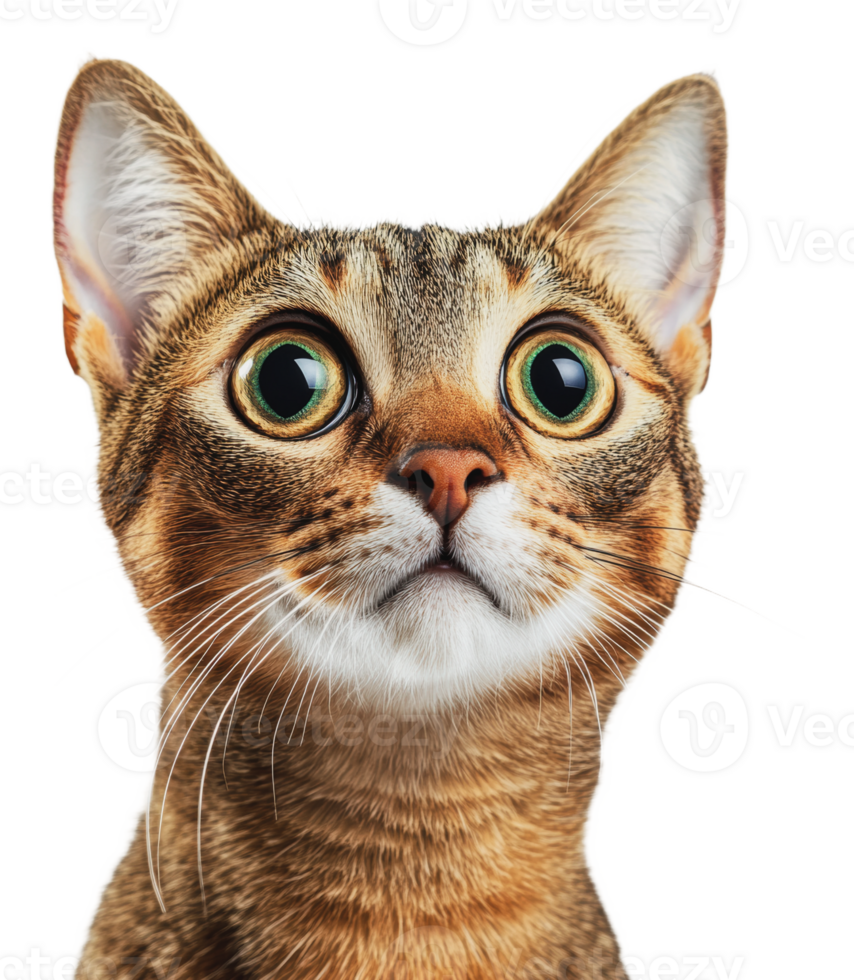 Cute cat with large eyes looking curiously png