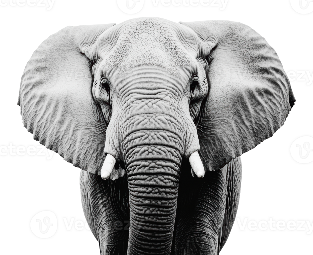 Majestic elephant portrait highlighting texture png