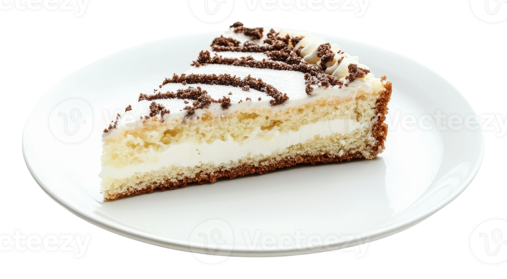 Layered cream cake slice on a plate png