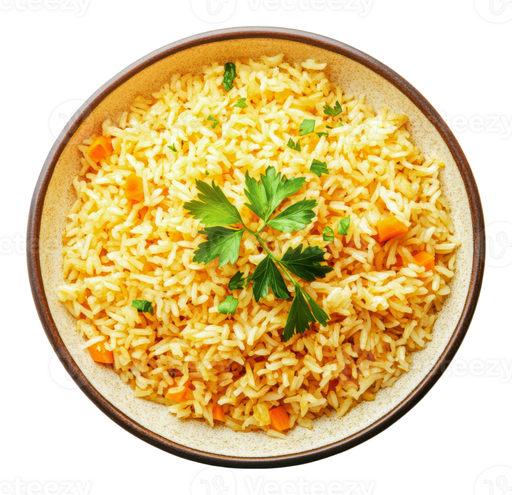 Fragrant rice dish garnished with herbs png