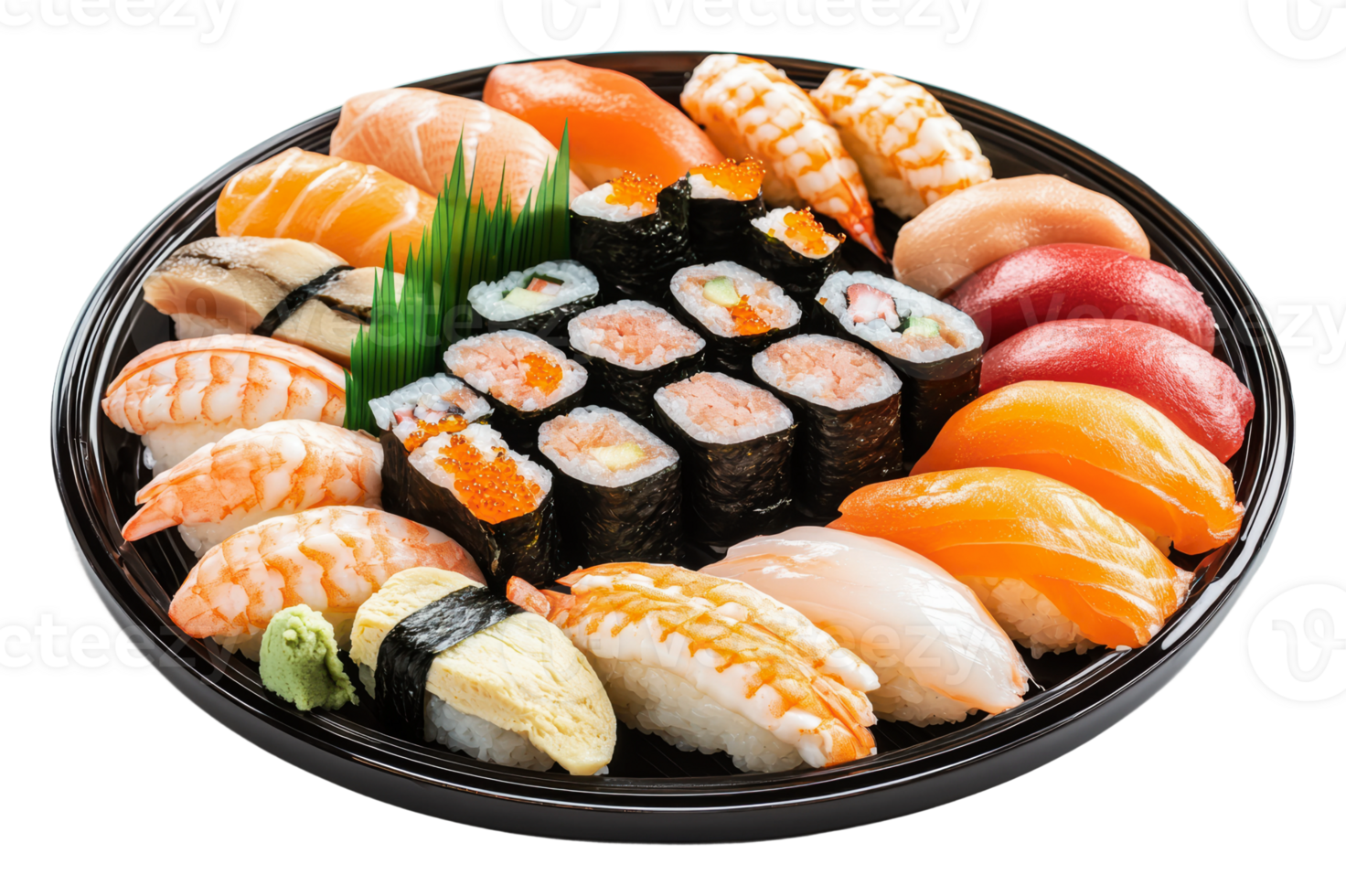 Assorted fresh sushi platter png
