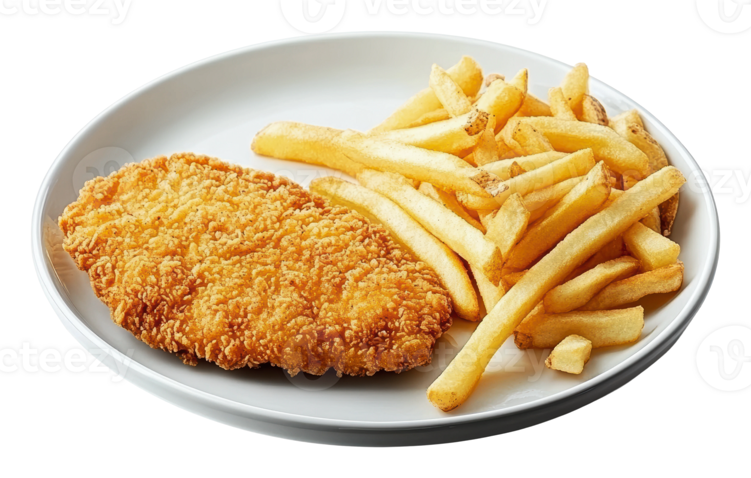 Crispy chicken with golden fries served png