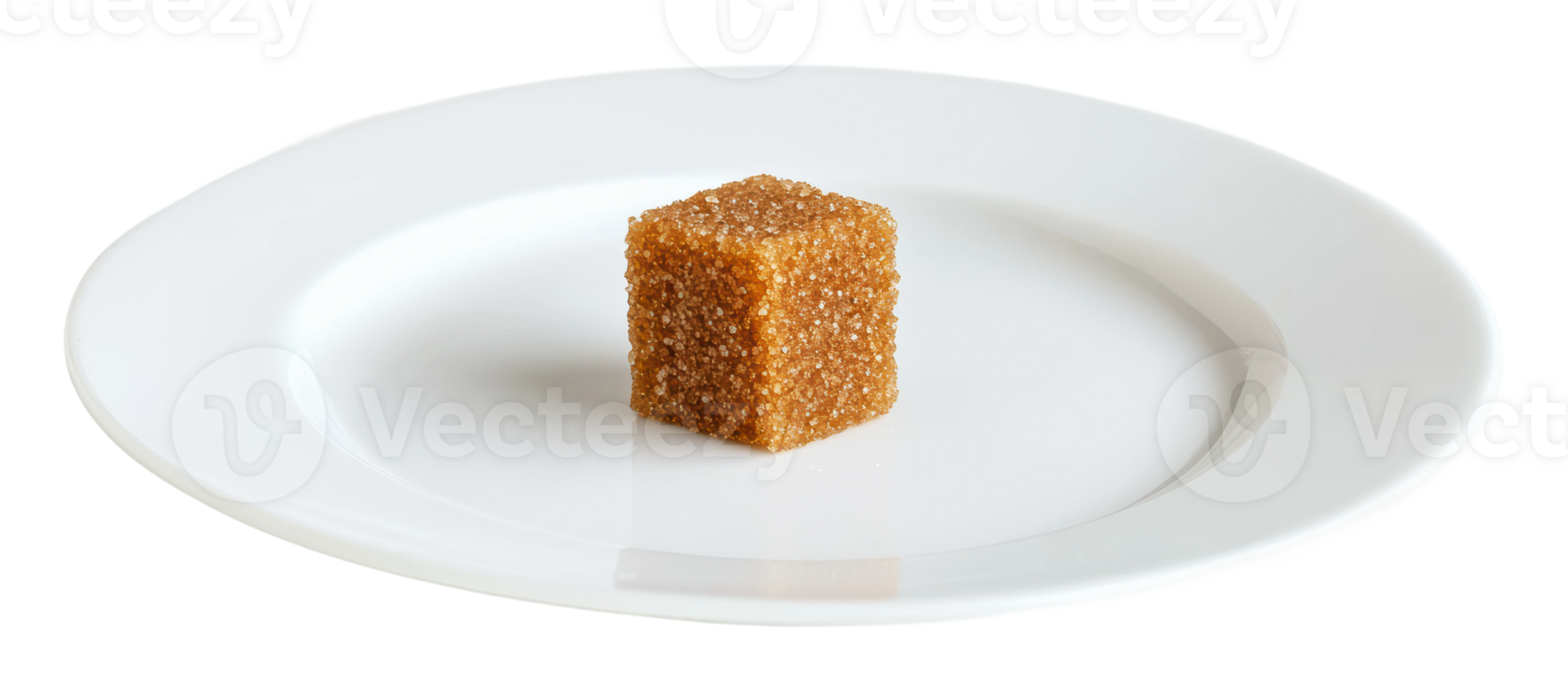 Brown sugar cube on a white plate png