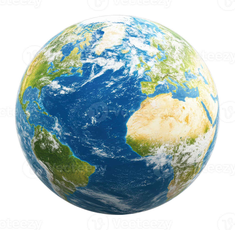 Colorful globe displaying continents and oceans png