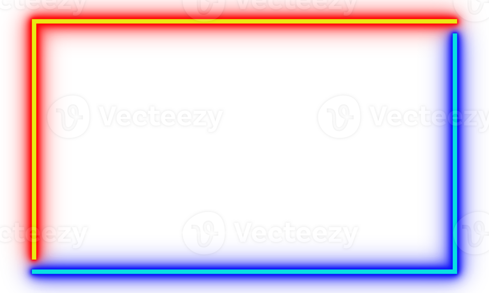 Neon rectangle frame. Versus red and blue light border frame png
