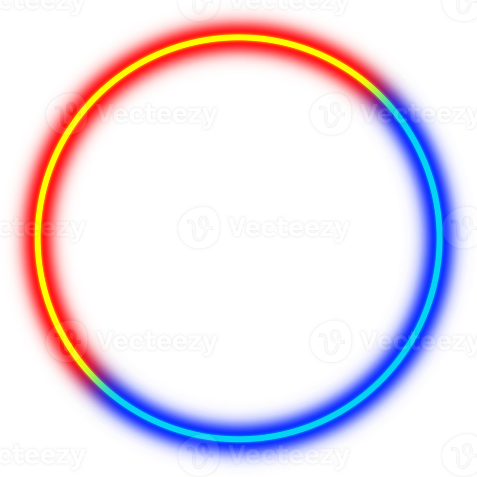 Neon circle frame. Versus red and blue light border frame png