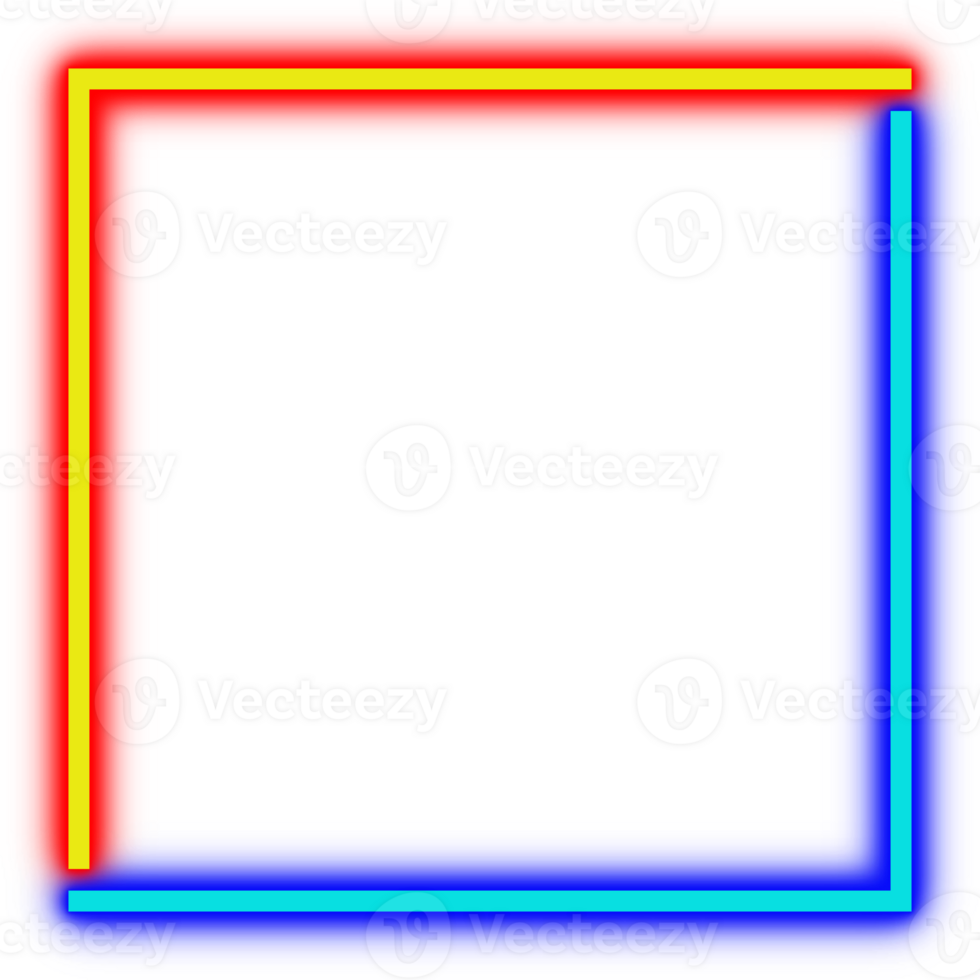 Neon square frame. Versus red and blue light border frame. png