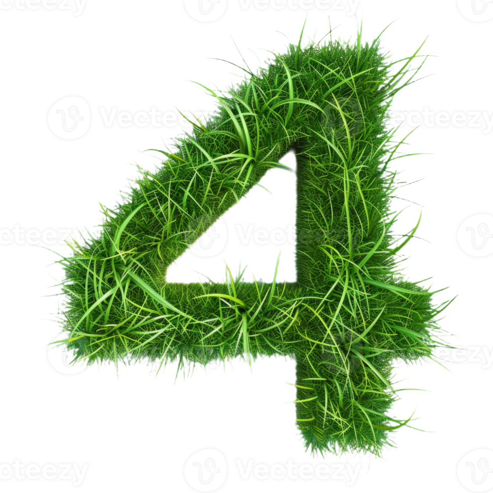 Cute Grass Texture Number 4 on Background. Lush Grass Number Four on Isolated Background png