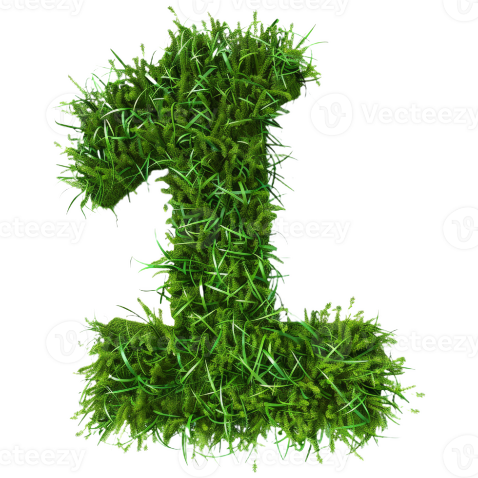 Cute Grass Texture Number 1 on Isolated Background. Number One Shaped from Dense Green Grass png