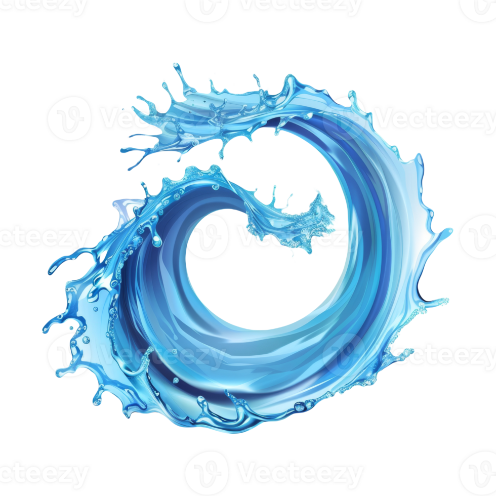 Dynamic Blue Water Wave Splashing on Isolated Background png