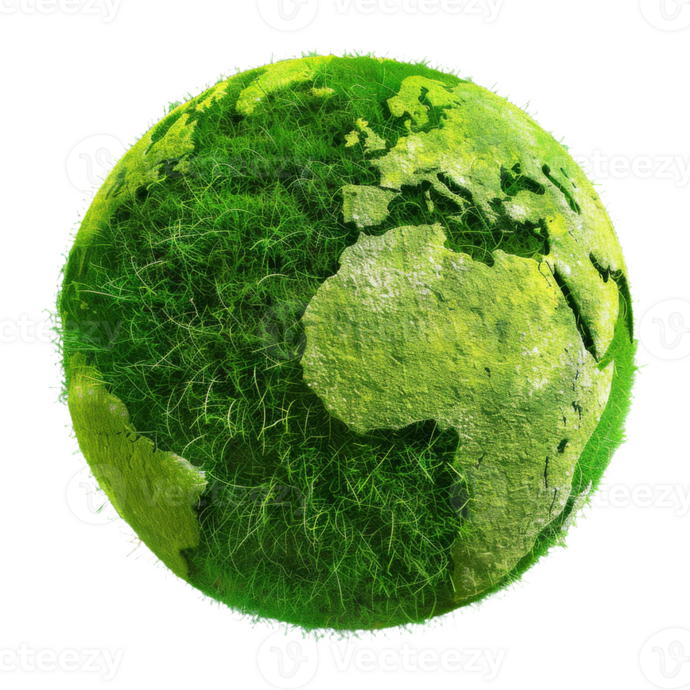 Green Earth Globe Covered in Grass Depicting Sustainability and Environmental Awareness png