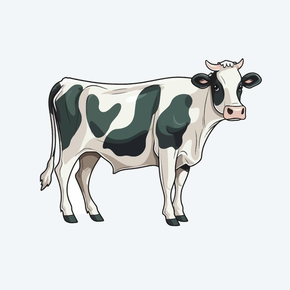 Simple Black and White Cow Illustration vector