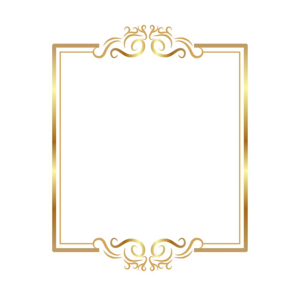 golden frame with ornate design on transparent background png