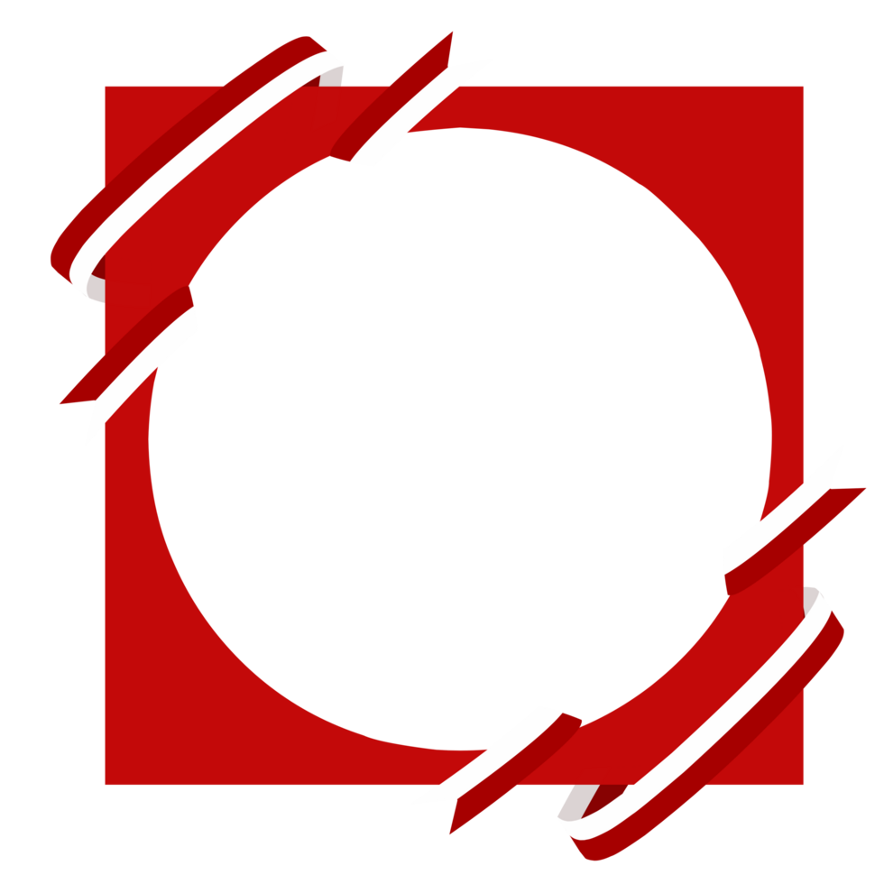 a red and white circular frame with a white arrow png