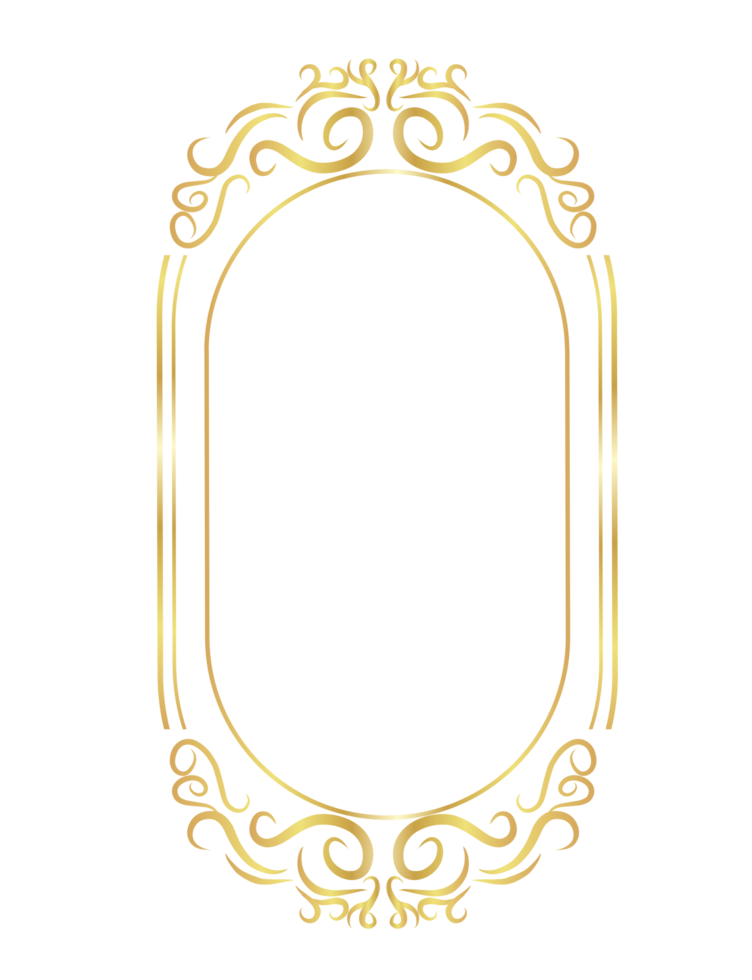 golden frame with ornate design on transparent background png
