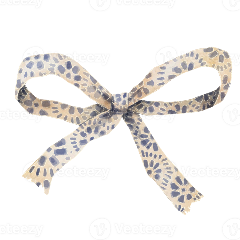 Blue-spotted ribbon tied in a bow. Can be used for design elements of post cards, blogs, social media, or websites related to fashion, celebrations, or crafting. Isolated on a white background. png