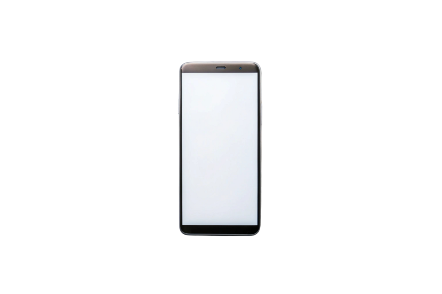 Minimalist smartphone display with blank white screen on transparent background, perfect for digital product showcases. png