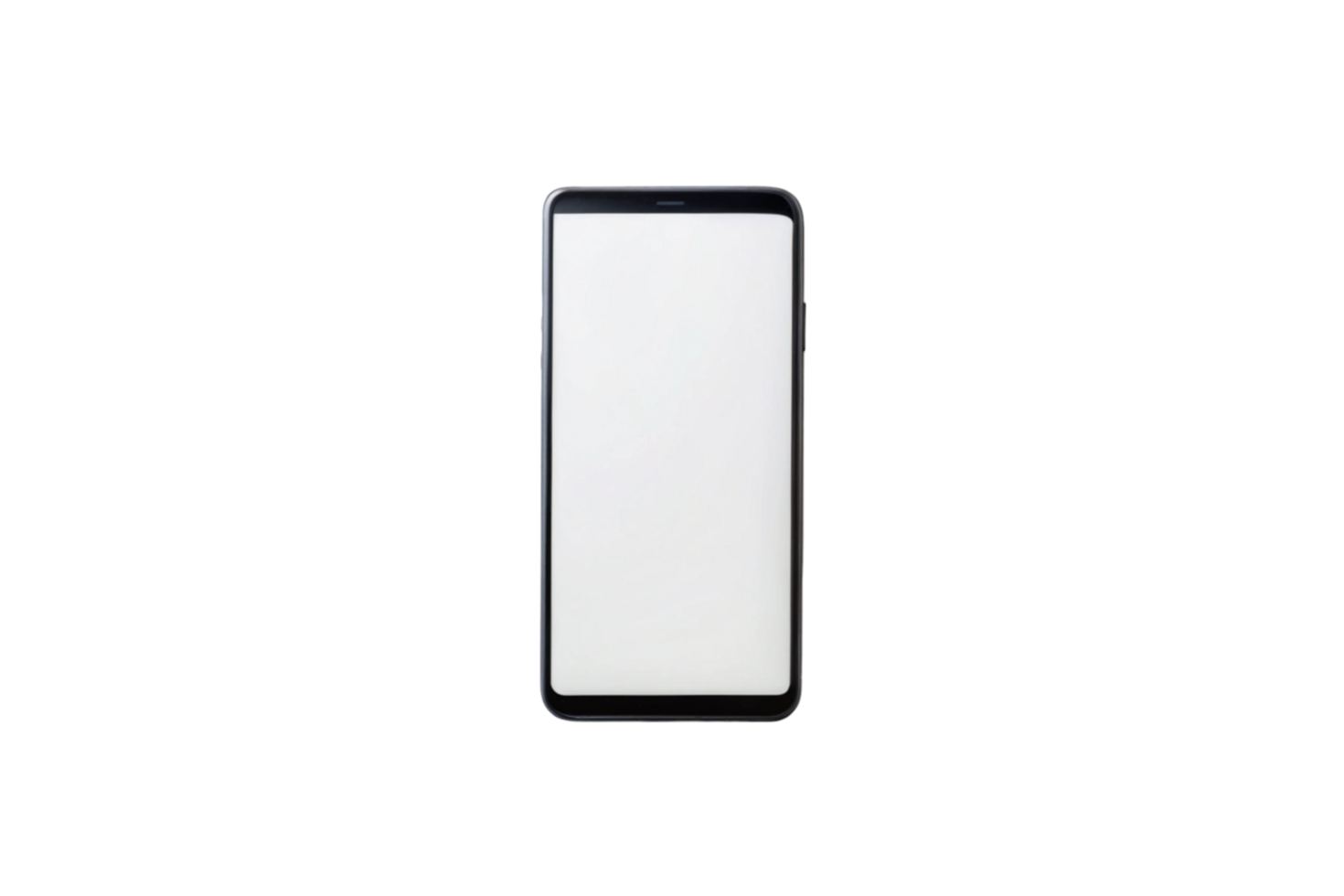 Isolated mobile phone with empty screen on transparent backdrop, suitable for mockups or UI design display. png