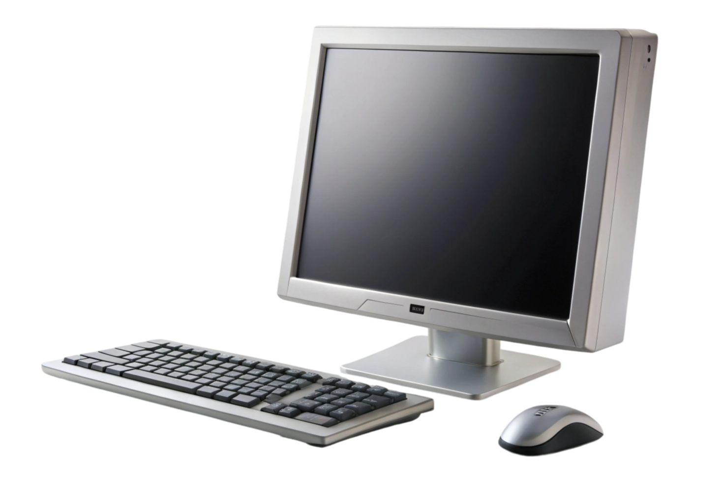 Desktop computer setup with monitor keyboard and mouse on a