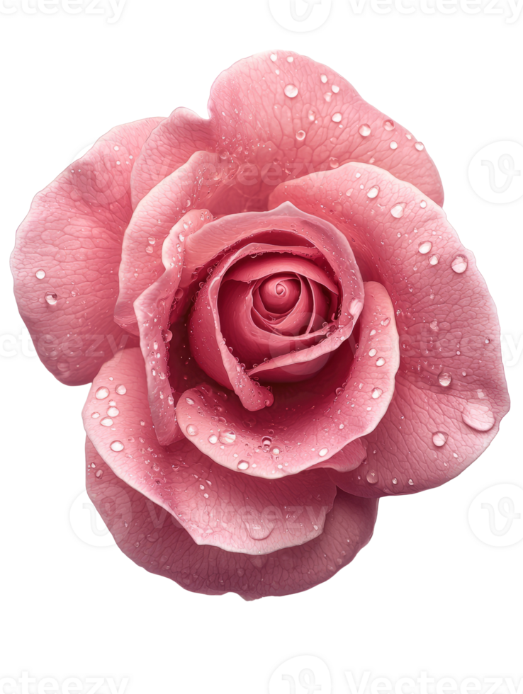 beautiful pink rose with water droplets, showcasing its delicate petals and vibrant color png