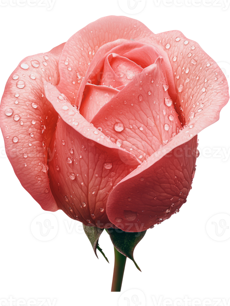 beautiful pink rose with water droplets glistening on its petals png