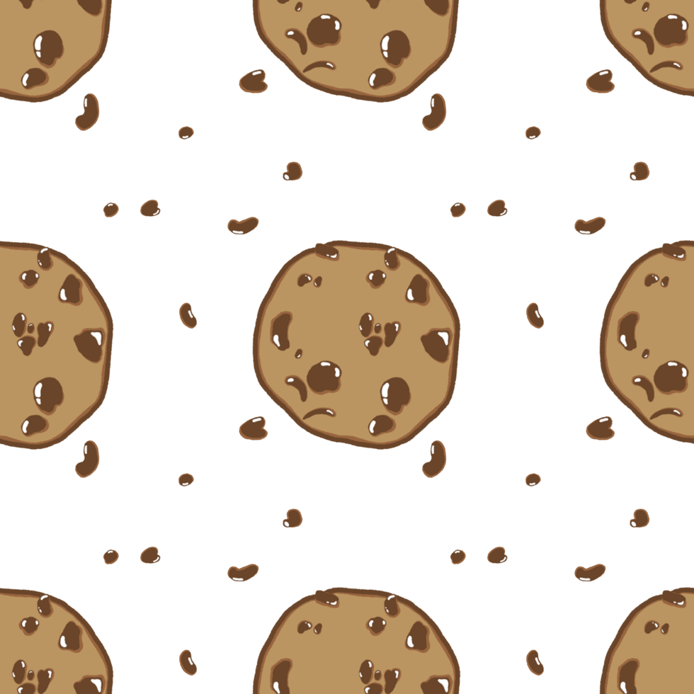 Chocolate chip cookie print pattern for printing, cutting, wall stickers, home decorate and more. png