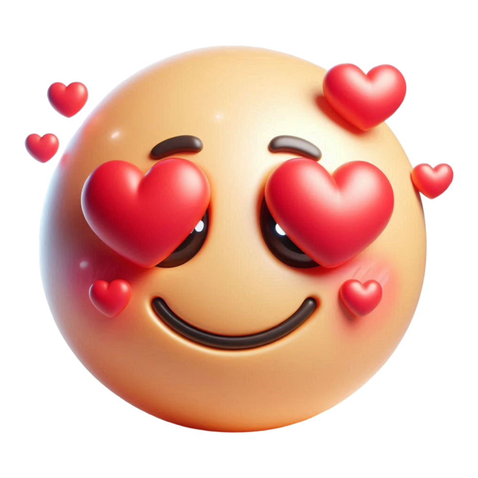 Smiling Face With Hearts Emoji Realistic on transparent png