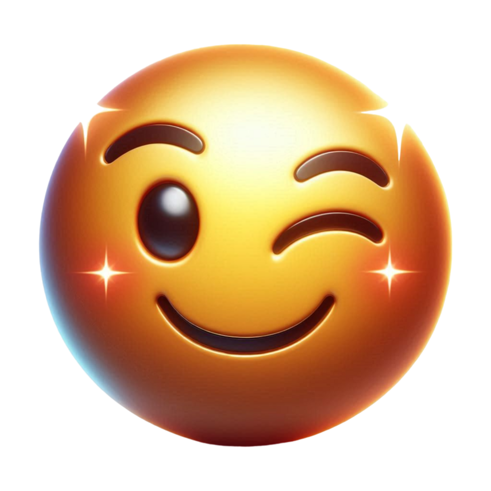 Winking Face Emoji Realistic Shine on transparent png