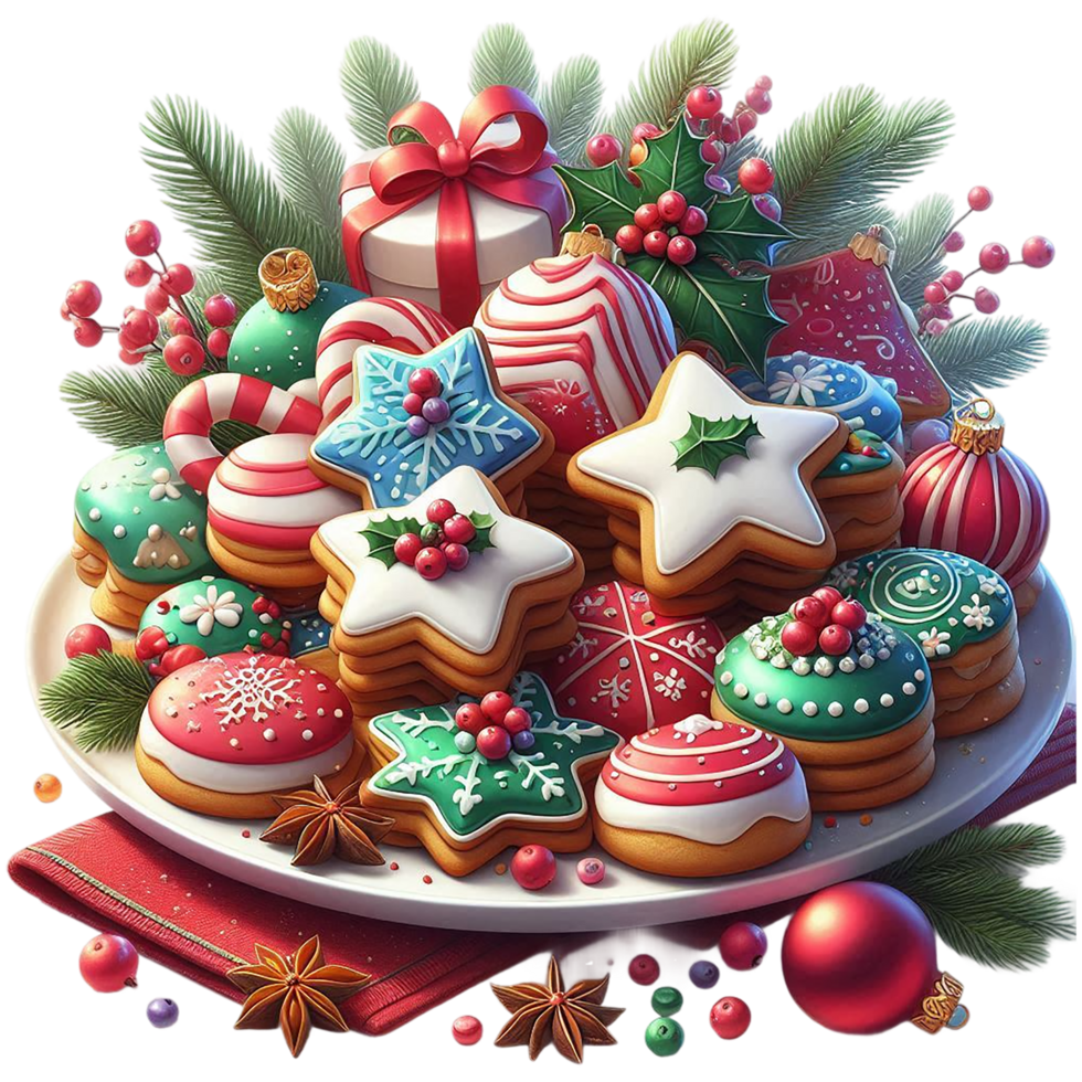 christmas cookies on a plate png