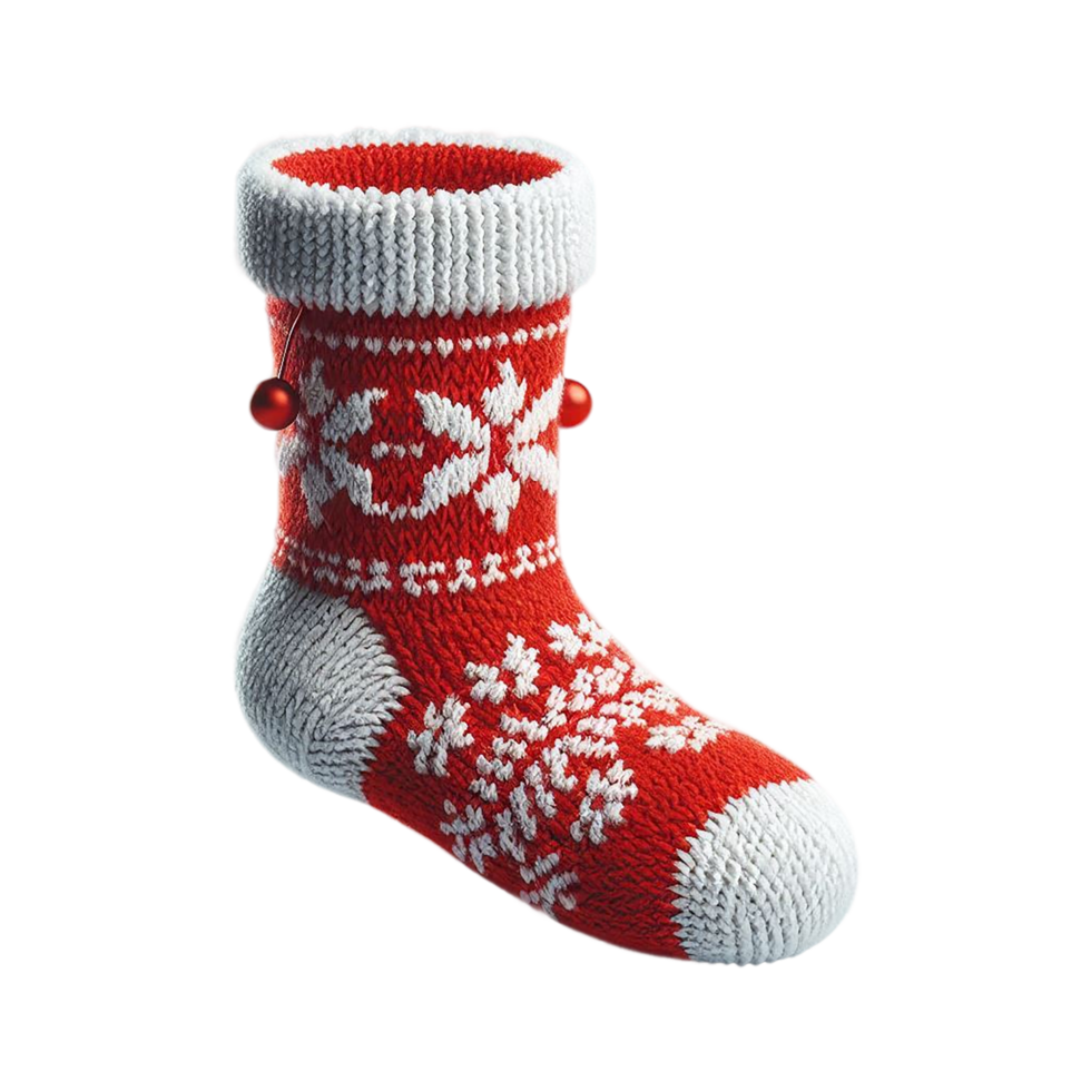 Christmas socks white and red color on a transparent background png