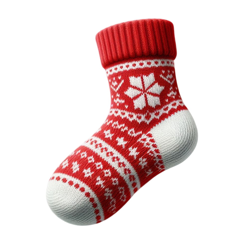christmas stocking transparent background, festive red and white socks png