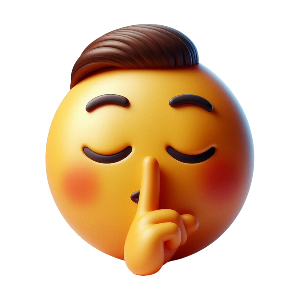 Shushing Face Emoji Realistic 3d On transparent png