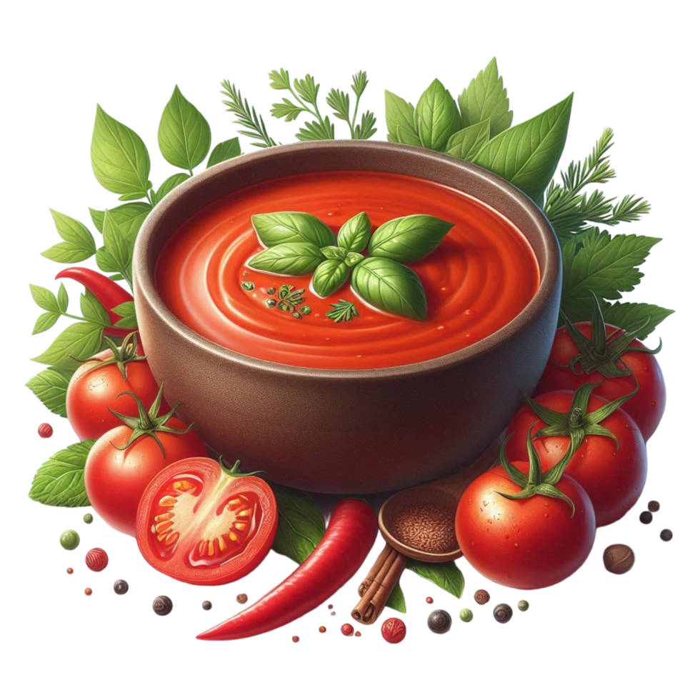 Gazpacho Or Tomatoes Soup In a bowl on transparent png