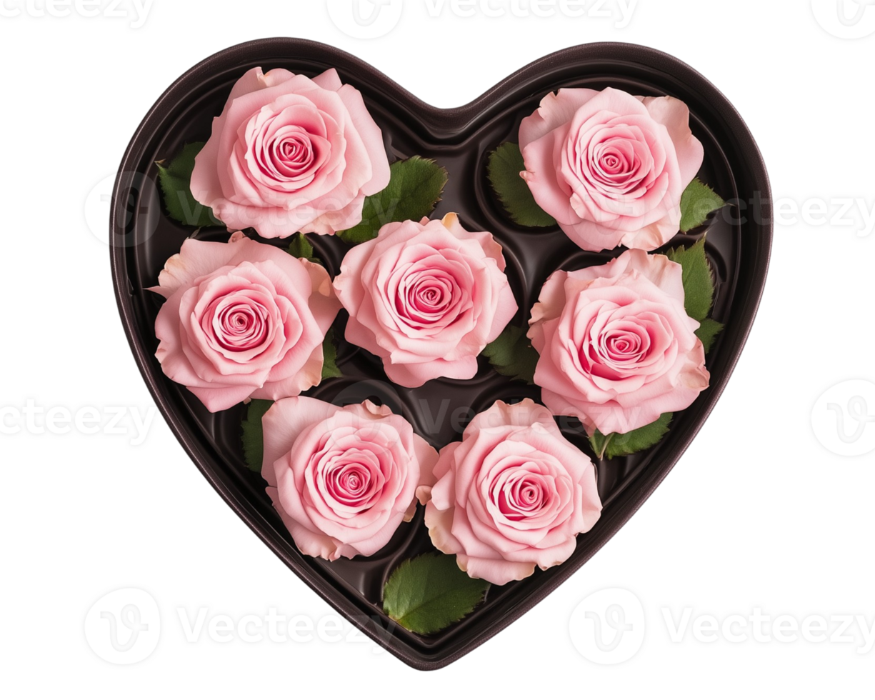 Flower-Adorned Chocolate Candy Box on Transparent Background png