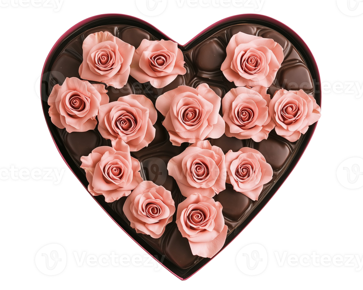 Chocolate Candy Treat Box with Flowers Isolated Image png