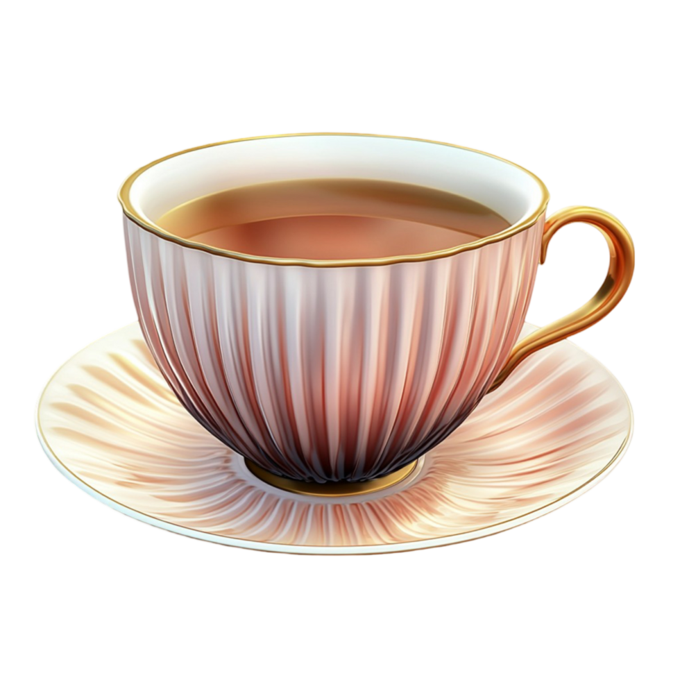 Elegant Twisted Teacup with Saucer png