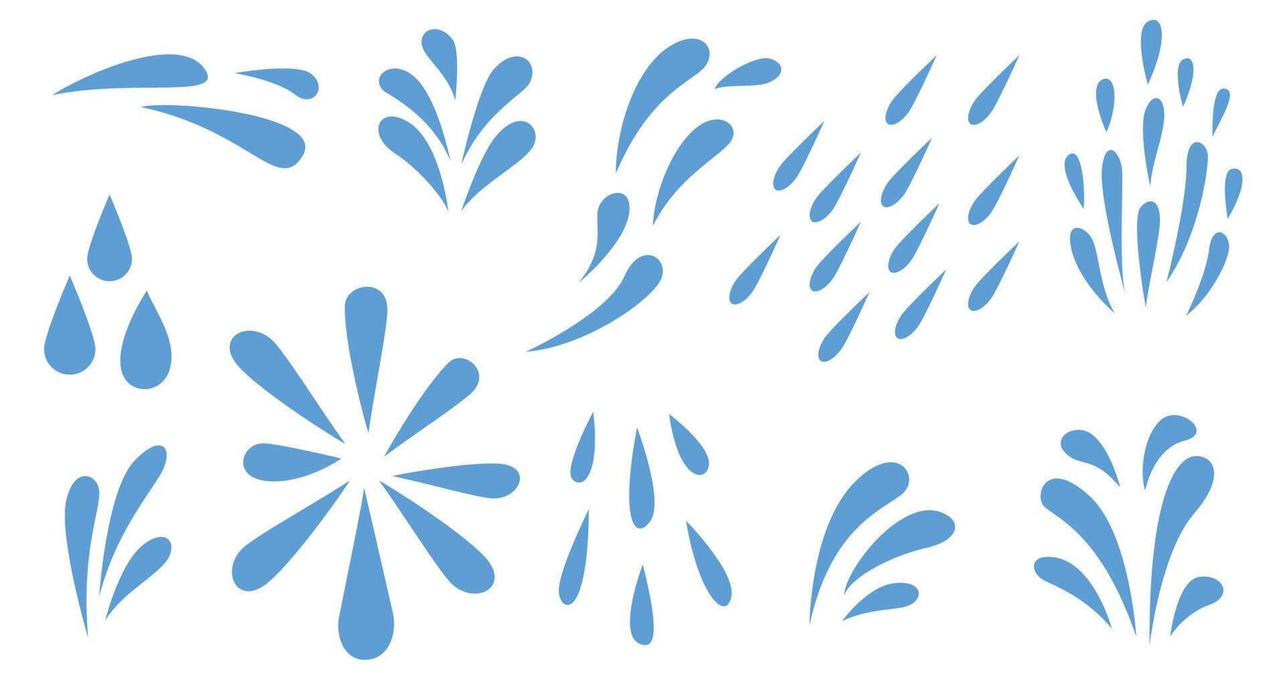 Set of water splashes, ink drops, rain, water droplets vector