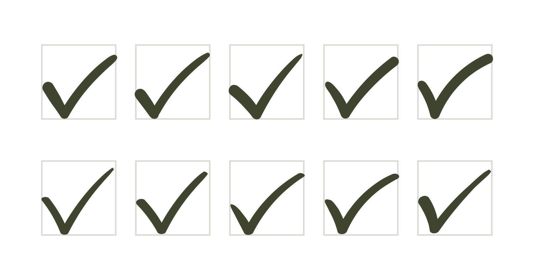Black check mark icon set, approved symbol vector