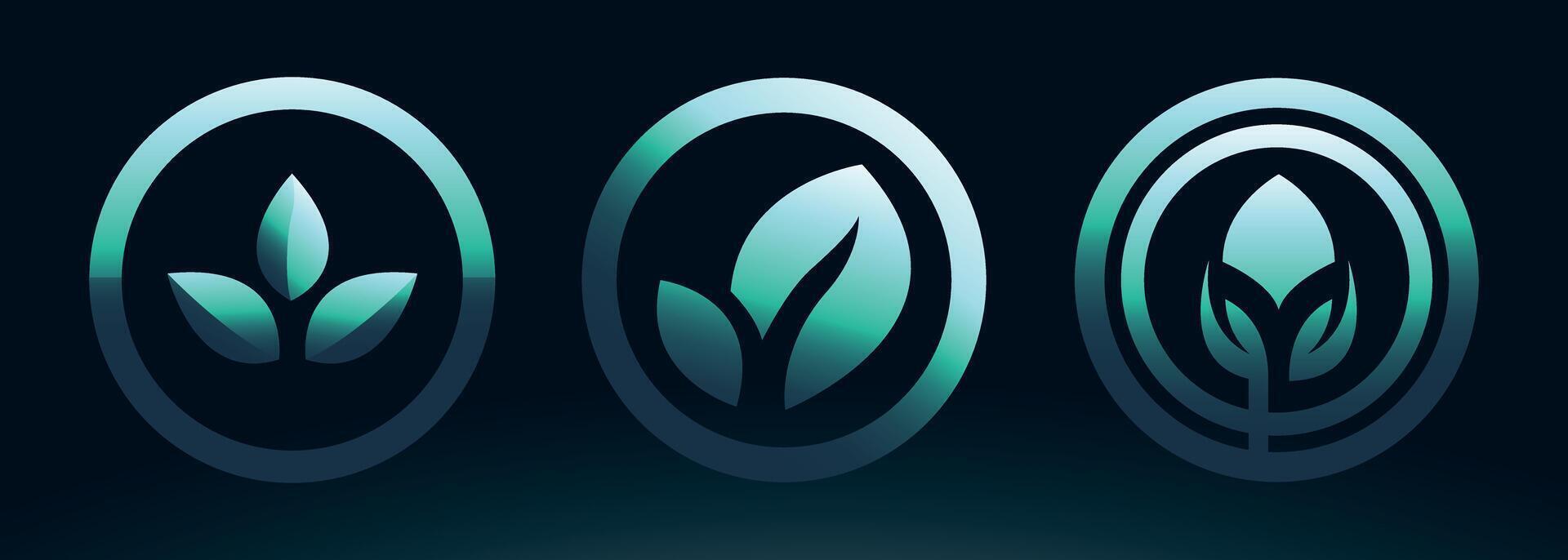 Set abstract leaf logo modern vector