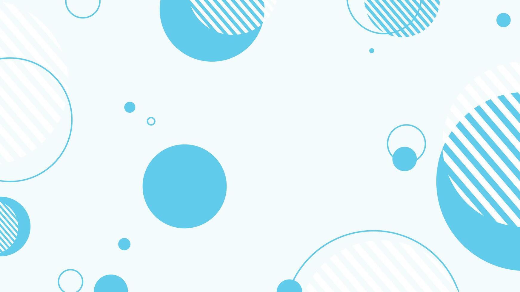 Abstract blue memphis background with flat geometric round shapes vector