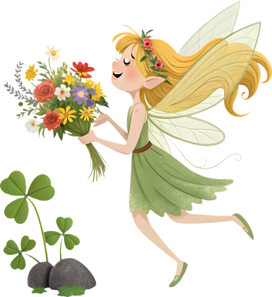 Delightful Irish Fairy Posing in Green St. Patricks Theme. . png