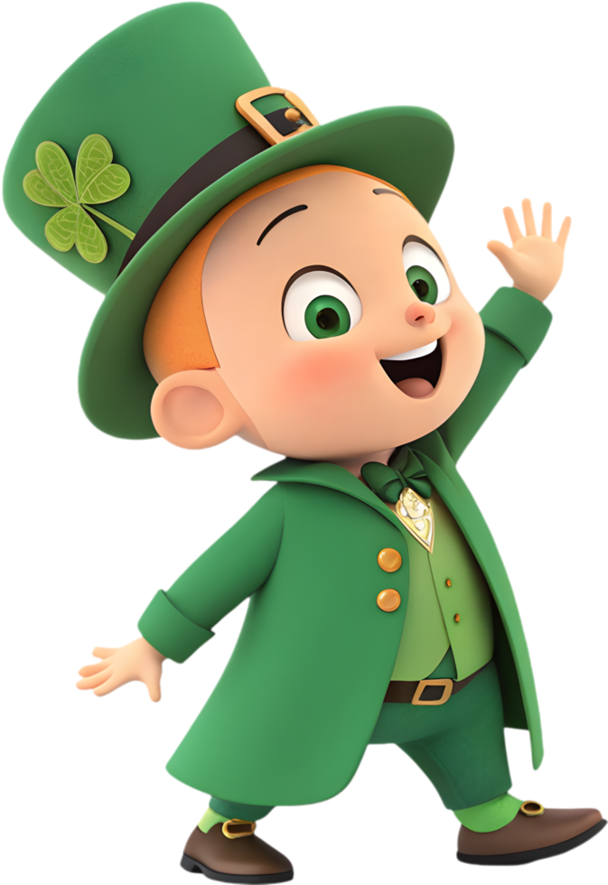 Posing Cartoon Baby St. Patrick Cutely for Festival Decoration. . png